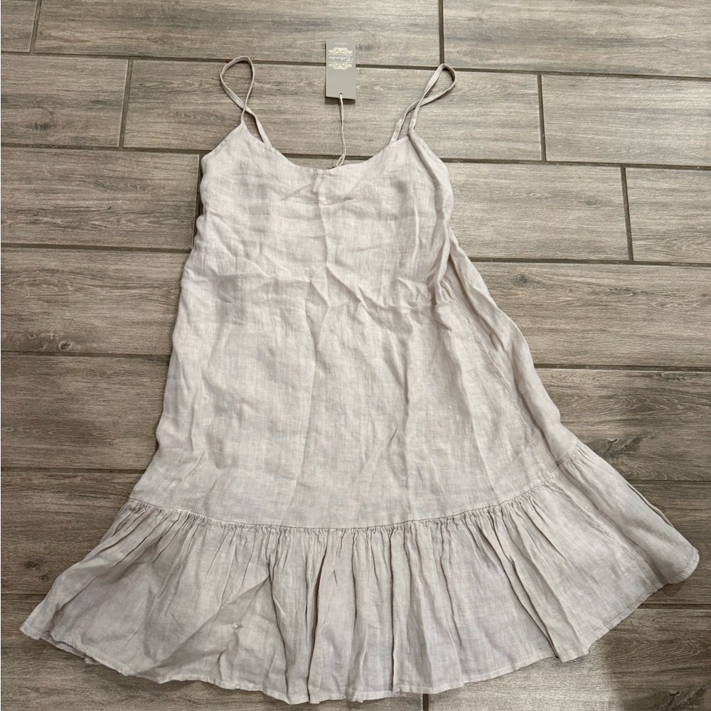 Bellambra 100% linen dress shift flounce